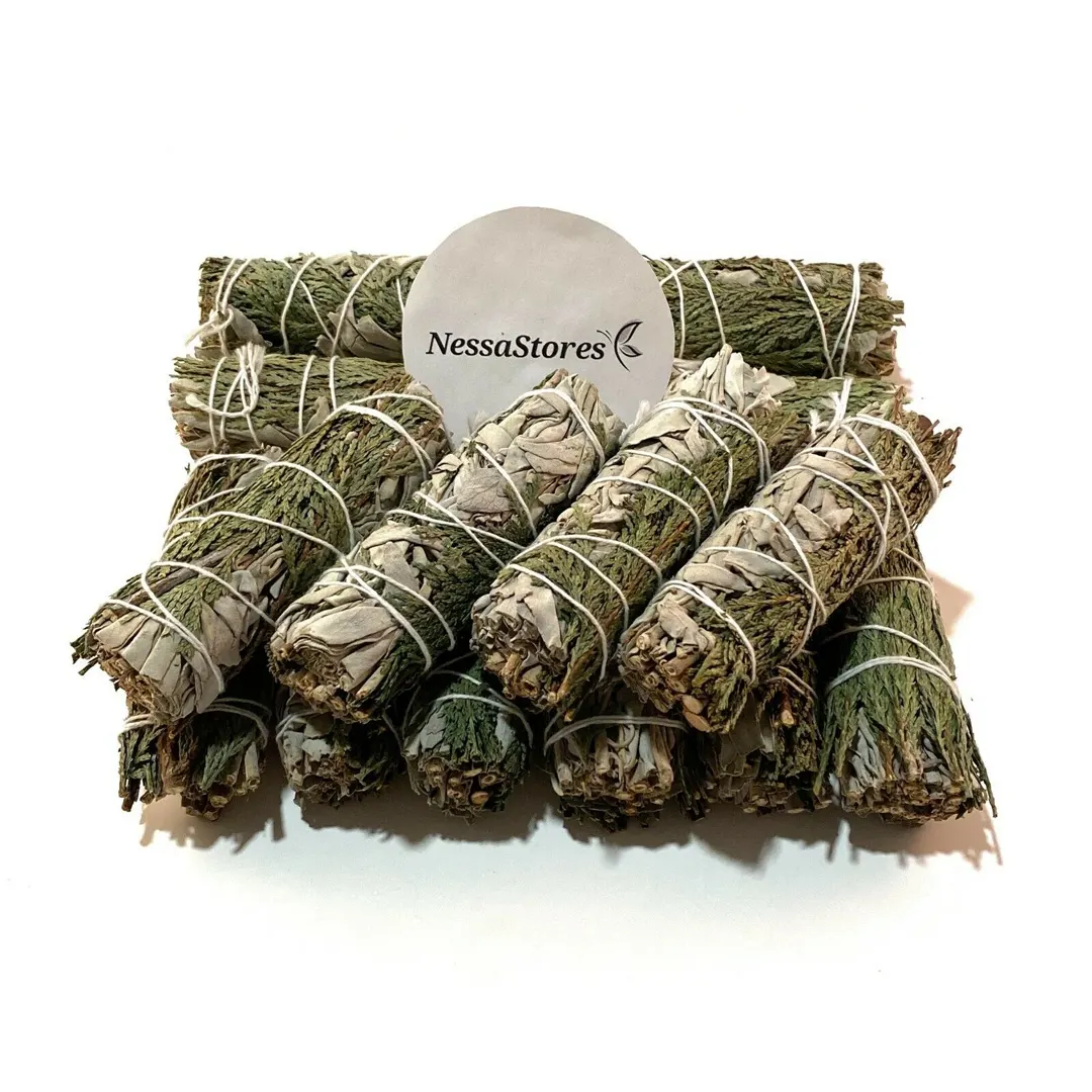 White Sage + Cedar Smudge Incense 4″ - JC Imports - Incense, Smudge Sticks, Oceanic Decor